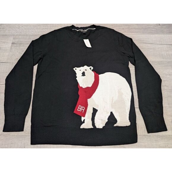 Banana Republic Womens medium Polar Bear Scarf Lightweight Christmas Sweater - Picture 1 of 14